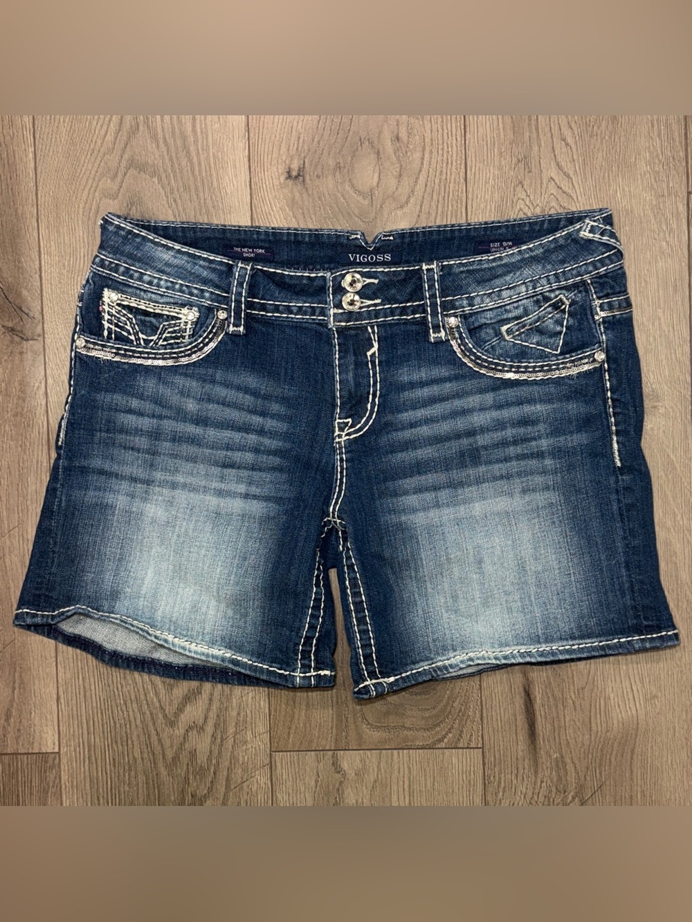 Pre-Owned Vigoss The New York Short Denim Jean Shorts Dark Wash Size 13/14